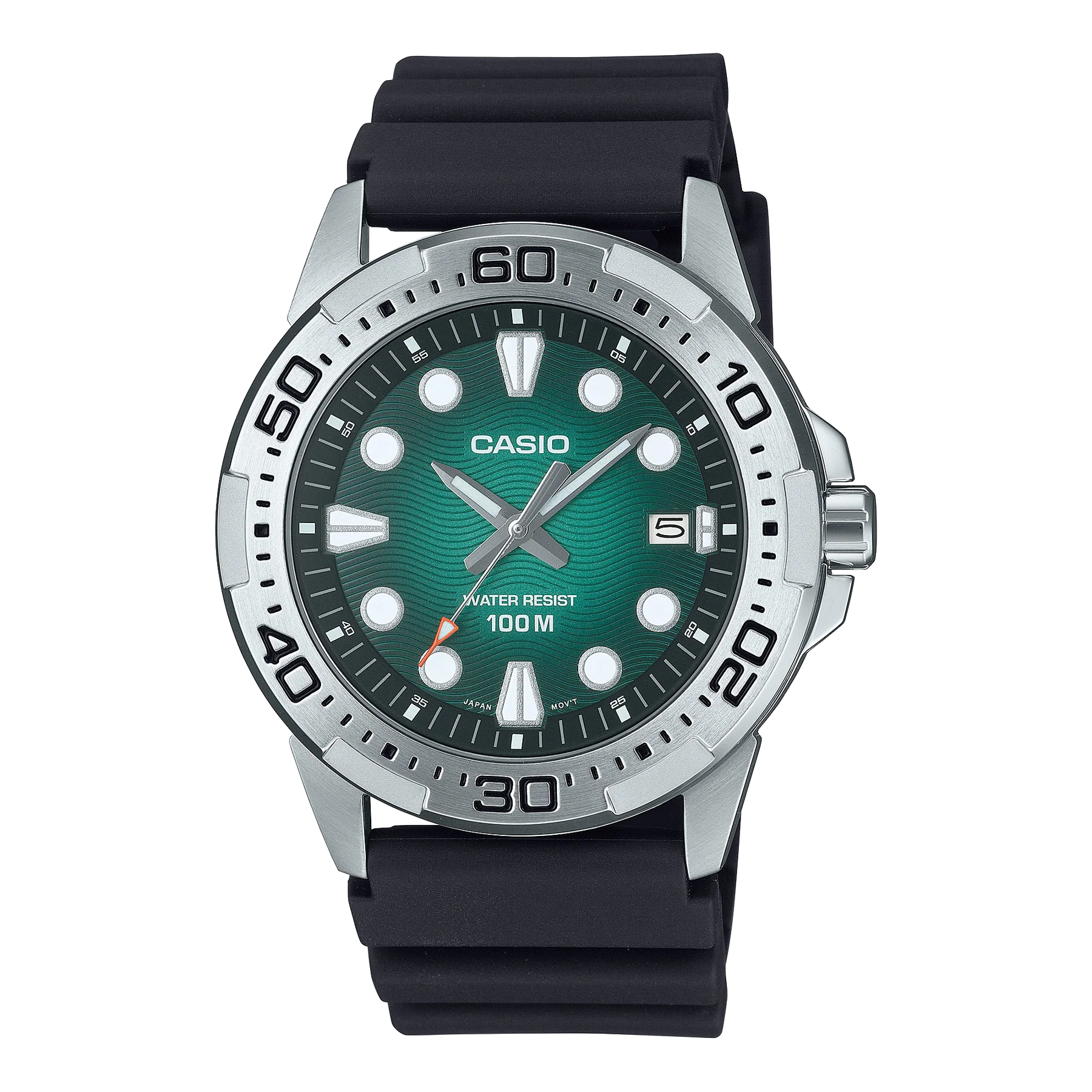Casio Analogue Diver Green Dial Stainless Steel Watch MTD140-3A