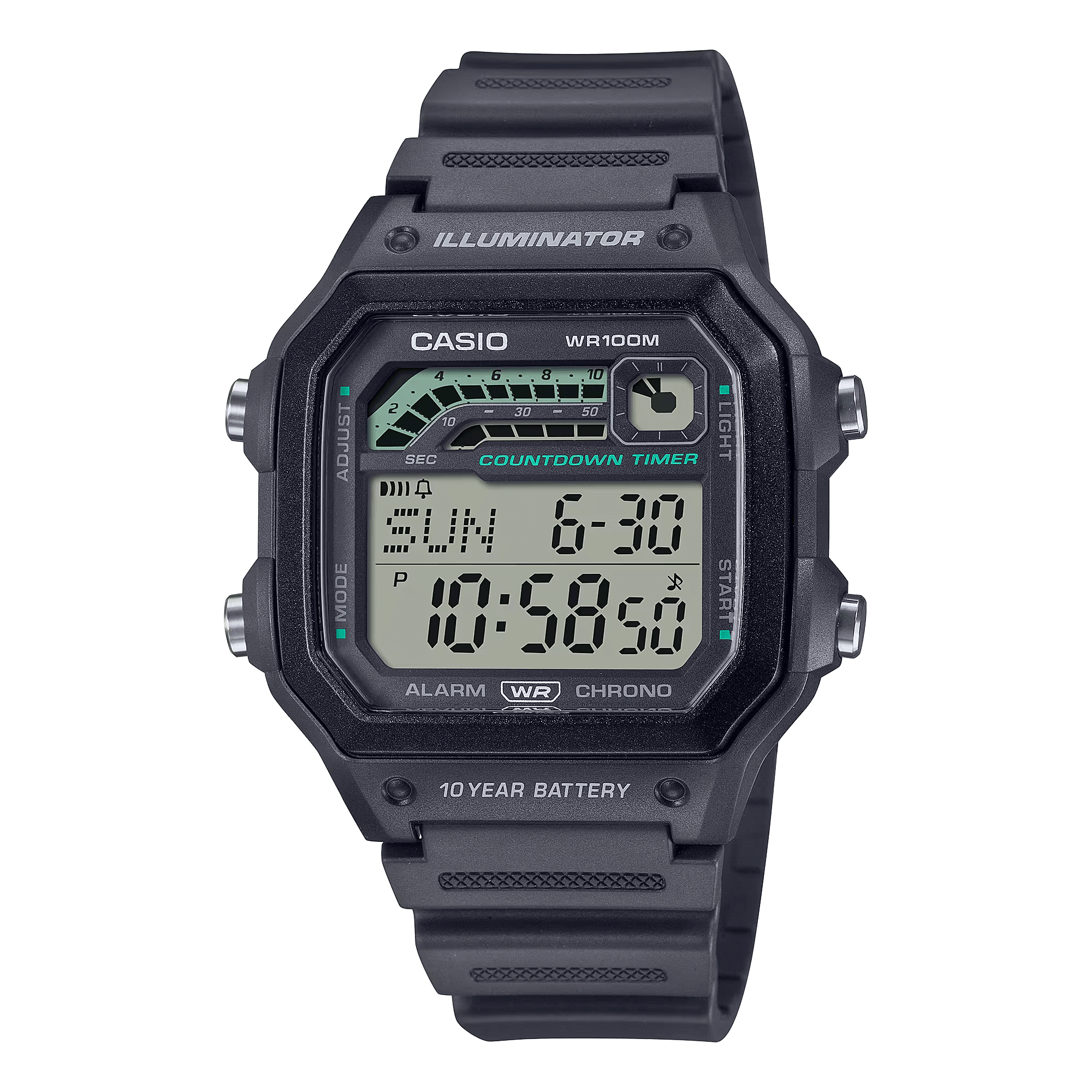 Casio Digital 10YR Battery Watch Unisex WS1600H-8A